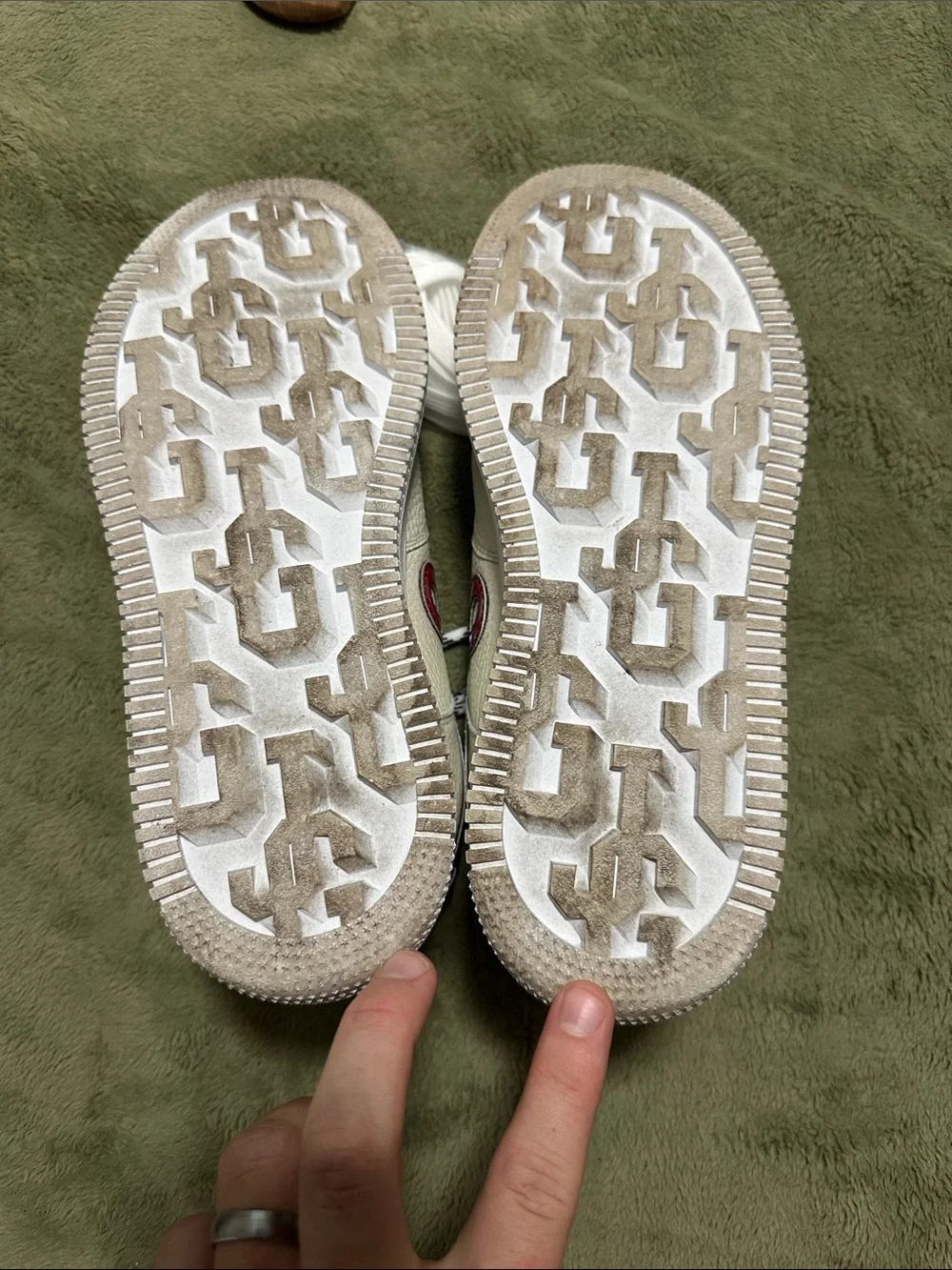 John Geiger GF-01 Cream Leather Sneakers with Iridescent Pink-Purple Accent